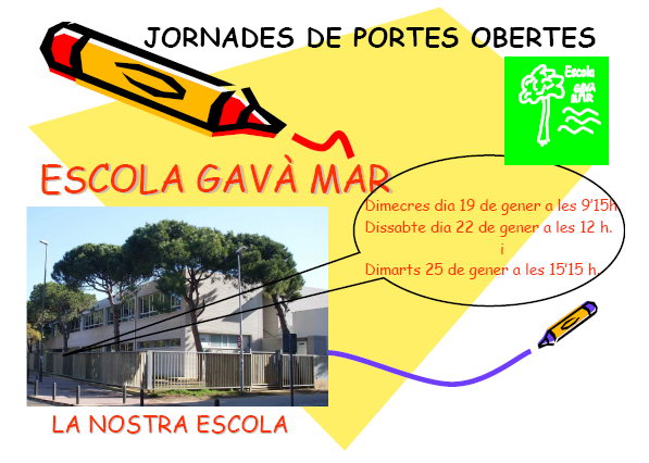 Cartel de las jornadas de puertas abiertas de la Escuela Gav Mar de cara al curso 2011-2012